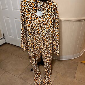 NWT Pajamagram Hootie-Footie One piece pajamas with a hood size small